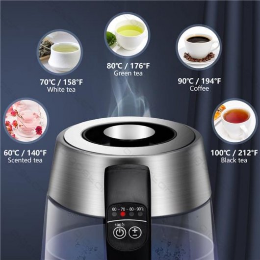 Aigostar Cris Hervidor de Agua con Infusor 1.7L 2200W Plata/Negro