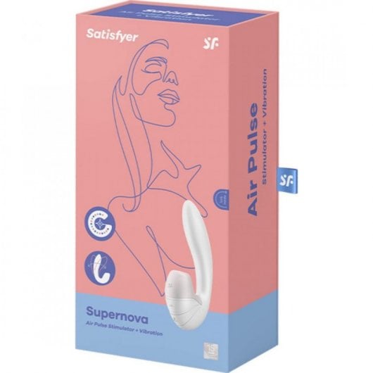 Vibratore inseribile Satisfyer Supernova con impulso d'aria - Bianco