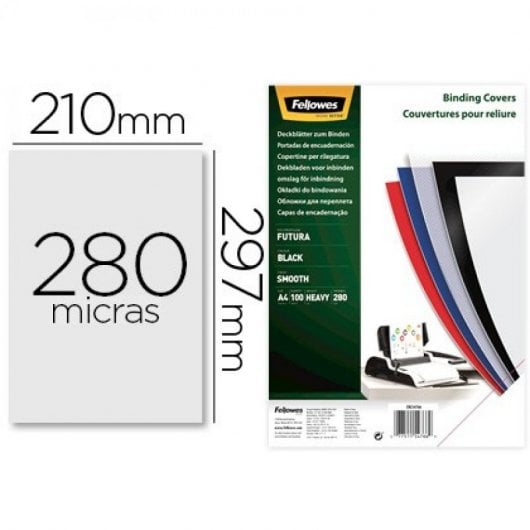 Fellowes DIN A4-Bindedeckel, schwarzes Polypropylen, 280 Mikron, 100er-Pack