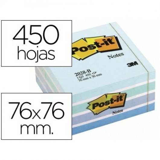 Blocco Post-it Removibile Cubo 450 Fogli Blu Pastello 76x76 Mm