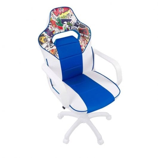 Silla Gamer DRW Sticker Blanco-Azul