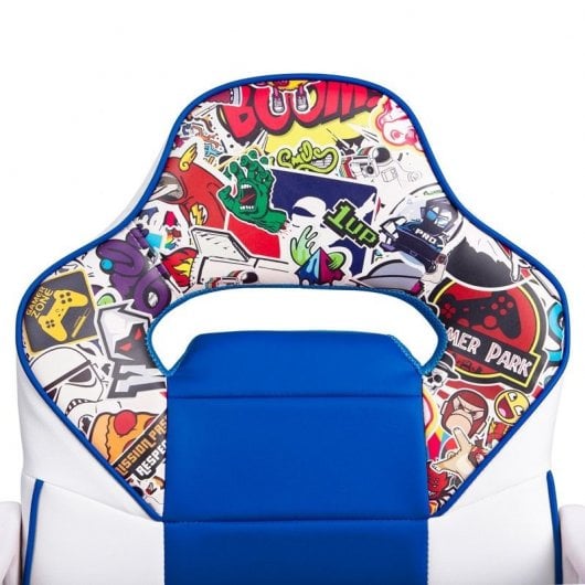 Silla Gamer DRW Sticker Blanco-Azul