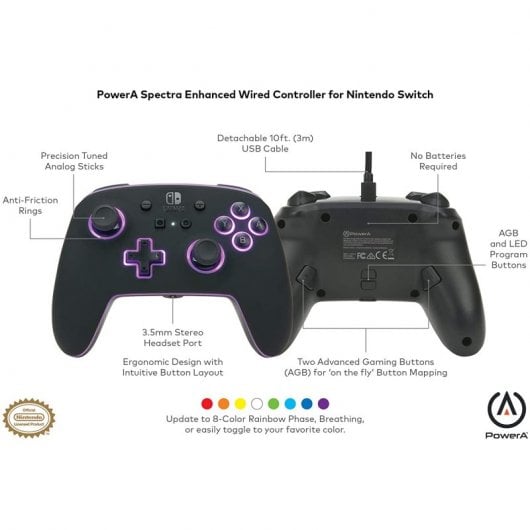 Alimenta un controller RGB Spectra con cavo nero per Nintendo Switch