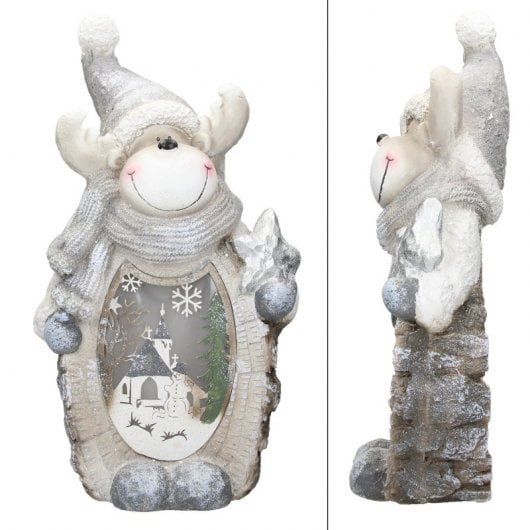 ECD Germany Figura de Reno de Poliresina con Iluminación LED 53 cm