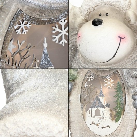 ECD Germany Figura de Reno de Poliresina con Iluminación LED 53 cm