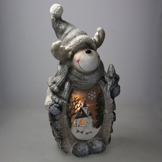 ECD Germany Figura de Reno de Poliresina con Iluminación LED 53 cm