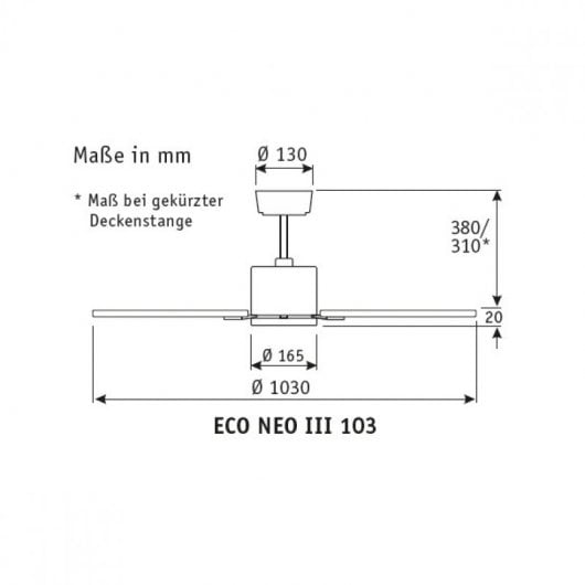 Casafan 942111 Eco Neo III Ventilatore da Soffitto 103 cm 22 W Cromo Spazzolato/Ciliegio o Noce
