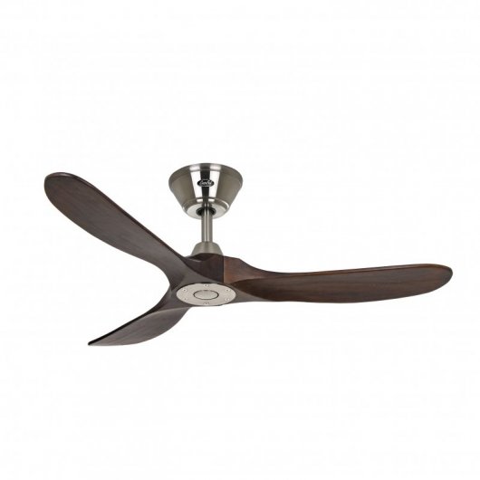 Casafan 312215 Eco Original Deckenventilator, 122 cm, 7 W, Massivholz, Walnuss/Satin-Chrom