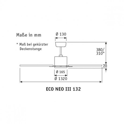 Casafan 942222 Deckenventilator Eco Neo III, 132 cm, 30 W, gebürstetes Chrom