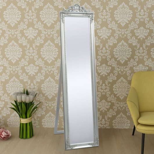 Vidaxl Espejo De Pie Estilo Barroco Plateado 160x40 Cm