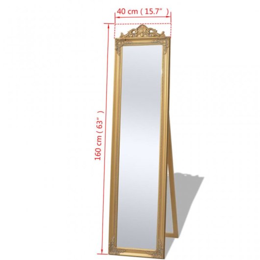 Vidaxl Espejo De Pie Estilo Barroco 160 X 40 Cm Dorado
