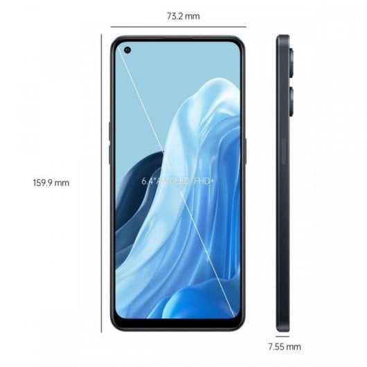 Oppo Reno8 Lite 8 Go 128 Go 6.43" AMOLED 5G Double SIM Batterie 4500mAh IPX4 NFC Charge rapide Android 11 Noir
