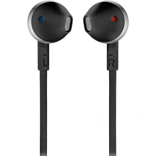 Auriculares JBL Tune 205 com fio, jack 3.5mm, música e chamadas, microfone integrado pretos
