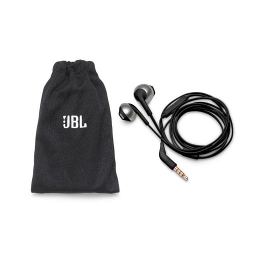 Auriculares JBL Tune 205 com fio, jack 3.5mm, música e chamadas, microfone integrado pretos