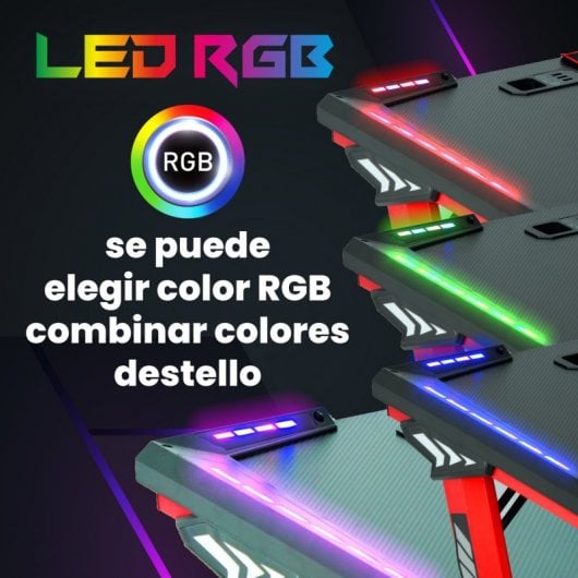 UnicView Mesa Gaming de Canto com LED RGB 140cm