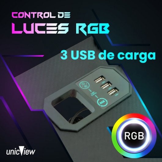 UnicView Mesa Gaming de Canto com LED RGB 140cm
