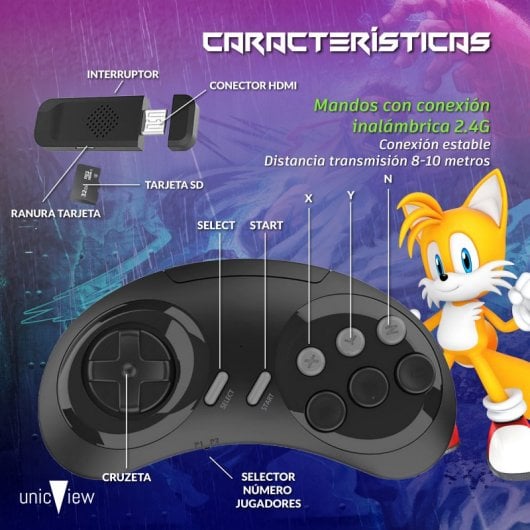 UnicView SG800 Consola Stick Megadrive Sem Fios com 688 Jogos Pré-Instalados