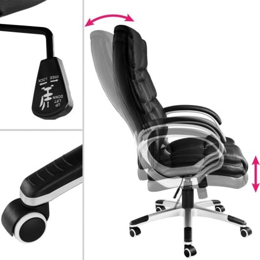 Tectake Jonas Silla de Oficina Negro