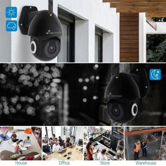 Caméra de surveillance Nivian NVS-IPC-0S2B 2K Vision Nocturne Intérieur et Extérieur Détection IA Audio Bidirectionnel Contrôle Vocal