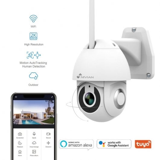 Nivian NVS-IPC-0S2 Telecamera di sorveglianza da esterno WiFi 360º 2K Bianco