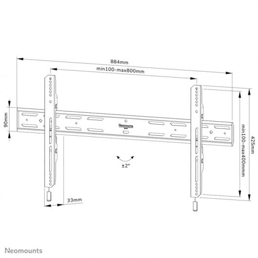 NewStar By Neomounts Select WL30S-850BL18 Soporte de Pared Fijo para 43-98" VESA 800x400 Máx. 100Kg