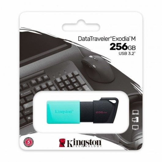 Clé USB Kingston DataTraveler Exodia M 256 Go USB 3.2 Noir/Turquoise