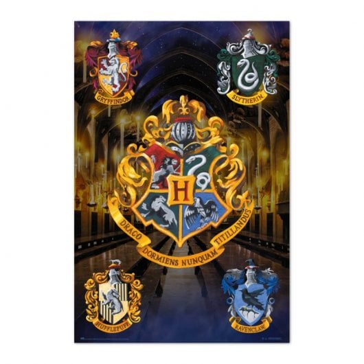 Erik Editores Harry Potter Hogwarts Shields Poster 91,5 x 61 cm