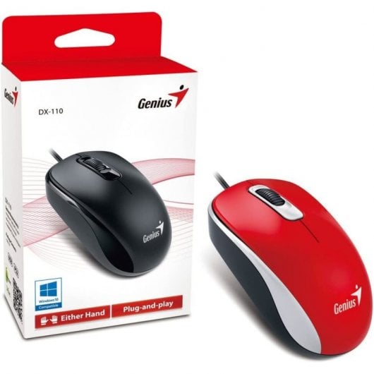Mouse ottico ambidestro Genius DX110 1000 DPI Rosso
