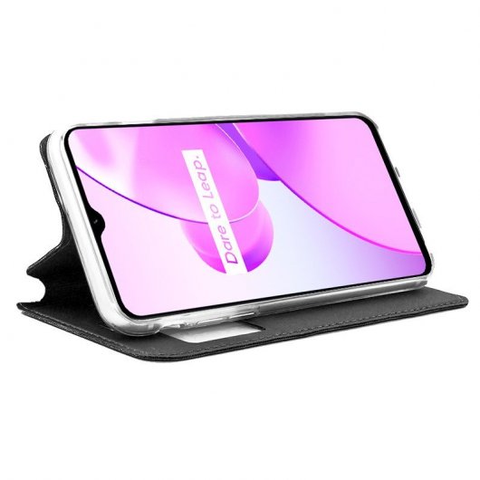 Cool Funda Flip Cover Liso Negro para Realme C31