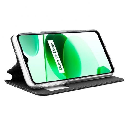 Cool Black Smooth Flip Cover Case pour Realme C35 / Narzo 50A Prime