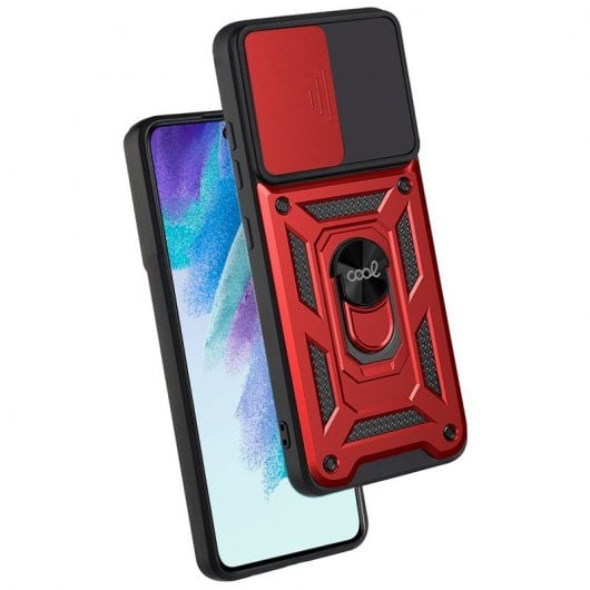 Coque rigide rouge cool avec anneau pour Samsung Galaxy S21 FE G990B