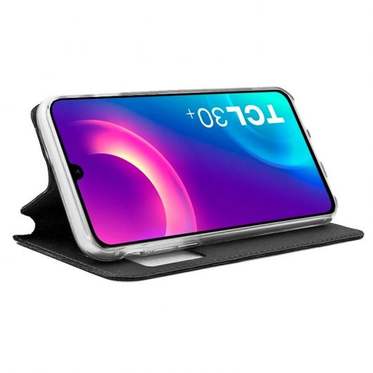 Cool Case Flip Cover Noir Lisse pour TCL 30/30 Plus/30 5G