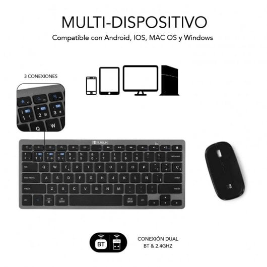 Combinazione tastiera wireless + mouse Subblim nera