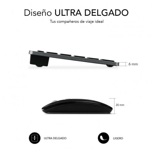 Combinazione tastiera wireless + mouse Subblim nera