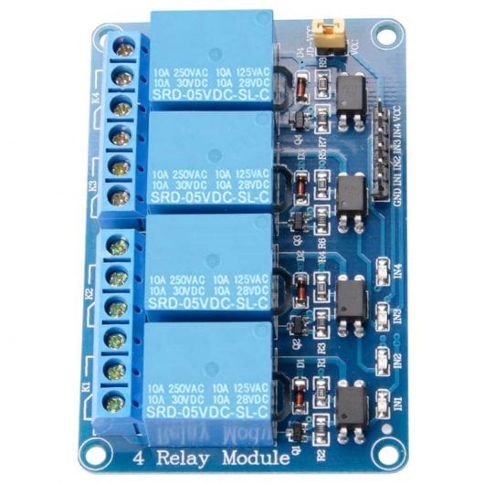 OcioDual Placa Módulo de Relés Optoacoplados 4 Canales 5V 10A para Arduino