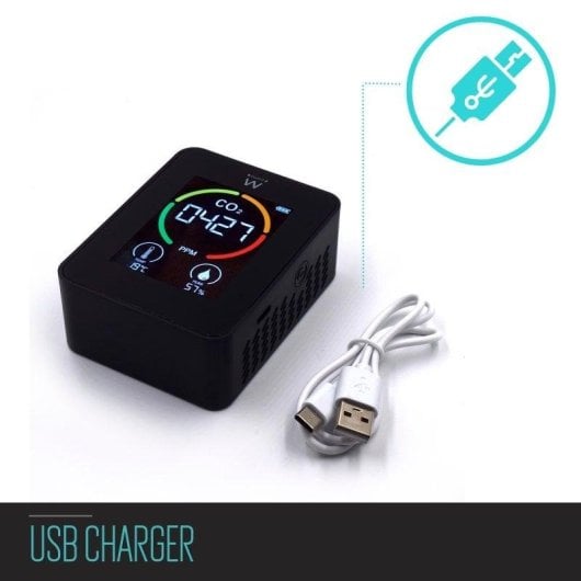 Détecteur de fumée et de gaz Ewent EW2420 Affichage numérique CO2 Température Humidité Portable