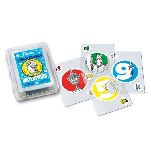 Wasserfestes Kartenspiel Fournier – Spanische Spielkarten, 50 Karten in Kunststoffverpackung. Ideal für Strand und Pool.