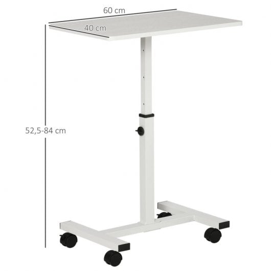 Homcom Mesa Auxiliar Con Ruedas Para Sofá Cama Altura Ajustable 60x40x52,5-84cm