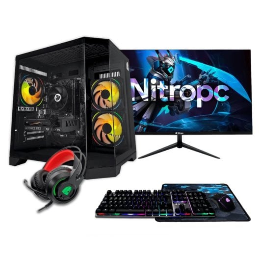 Nitropc Pack Silver AMD Ryzen 5 5500/16GB/1TB M2/RTX3050 6GB/Monitor 24"/Windows 11/WiFi USB