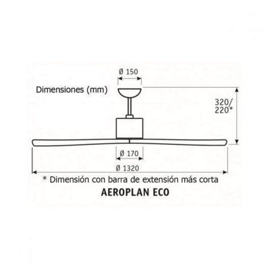 CasaFan Aeroplan Eco Ventilador de Techo Motor DC con Luz y Mando 132cm Marrón Bronce