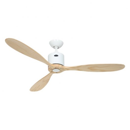 CasaFan Aeroplan Eco Ventilateur de Plafond Moteur DC avec Lumière et Contrôle 132cm Bois Massif/Blanc