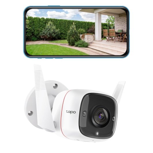 Tapo TC65 Cámara de Vigilancia Exterior, 2K 3MP, Detección IA Gratuita, Visión Nocturna