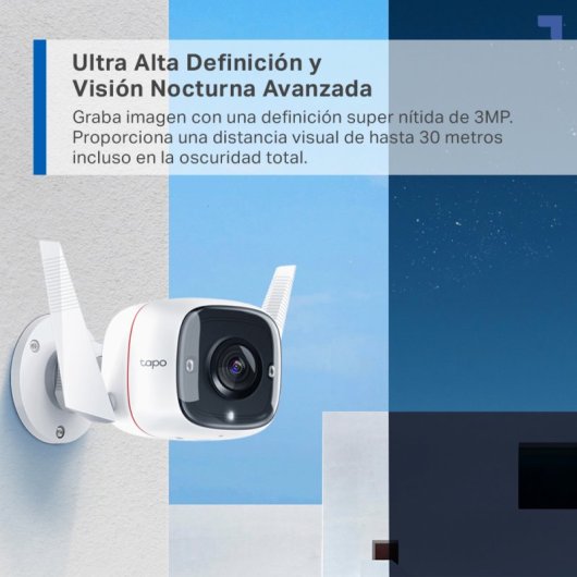 Tapo TC65 Cámara de Vigilancia Exterior, 2K 3MP, Detección IA Gratuita, Visión Nocturna
