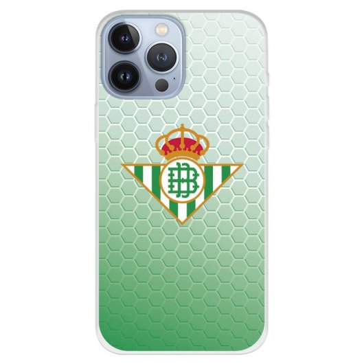 Funda para iPhone 14 del Real Betis Balompié Escudo Negro Fondo Red para Proteger tu móvil. Carcasa de Silicona Flexible con Licencia Oficial de Licencia Oficial Real Betis Balompié