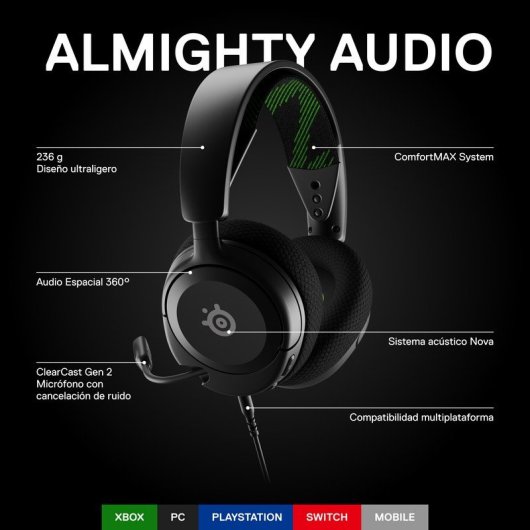 Auriculares SteelSeries Arctis Nova 1 met kabel 3,5 mm Gaming Noise Cancelling Zwart