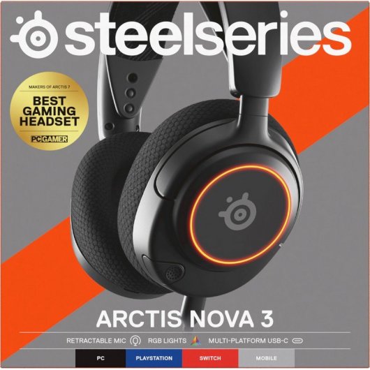 Auriculares SteelSeries Arctis Nova 3 bedraad USB-C Gaming met AI Ruisonderdrukking RGB Zwart
