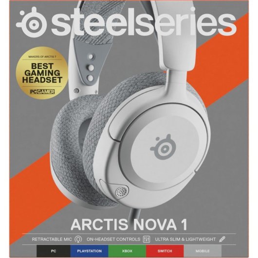 SteelSeries Arctis Nova 1 bedrade gaming headset met ruisonderdrukking, 3,5 mm, wit