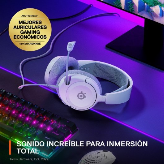 SteelSeries Arctis Nova 1 bedrade gaming headset met ruisonderdrukking, 3,5 mm, wit
