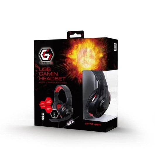 Auriculares Gembird GHS-U-5.1-01 kabelgebunden USB Gaming 5.1 Surround Mikrofon Schwarz Rot
