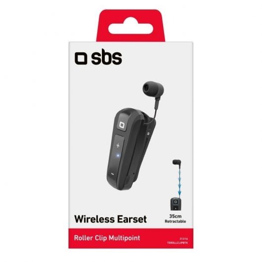 SBS Auricular Inalámbrico Multipunto con Cable Enrollable Negro